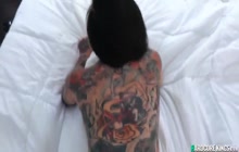 Tattooed babe fucking big dick POV